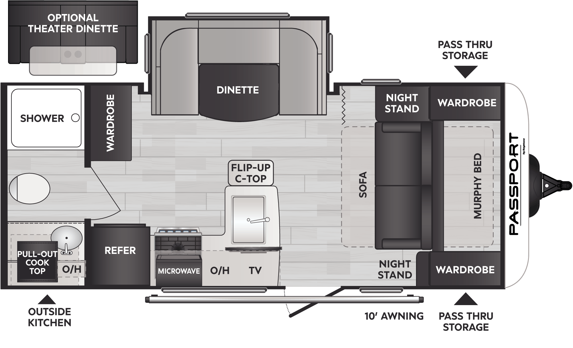 Passport SL Comfort Travel Trailers - Model 189RB Floorplan ...