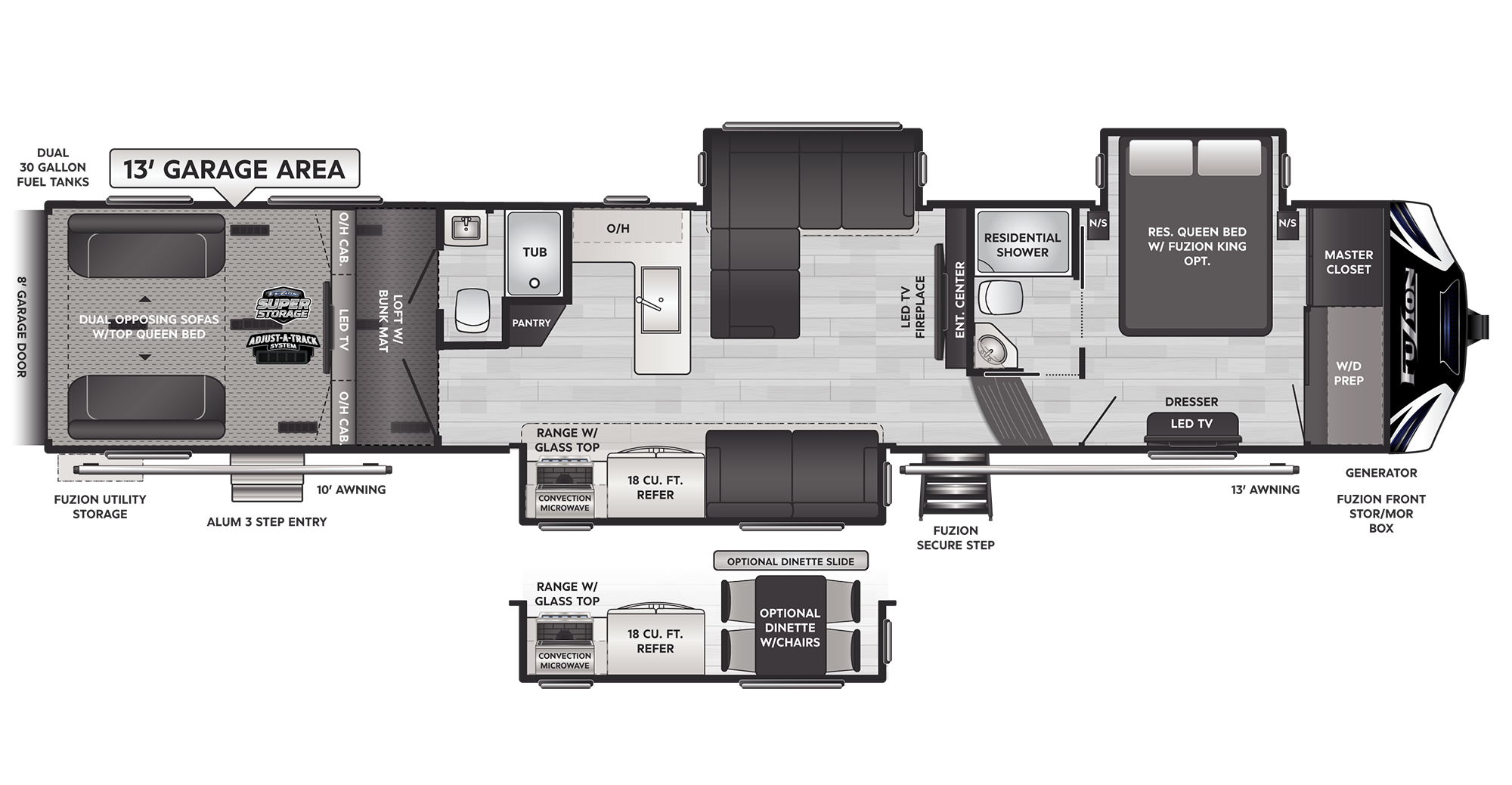 Fuzion Toy Hauler Fifth Wheels Model 430 Floorplan Keystone Rv