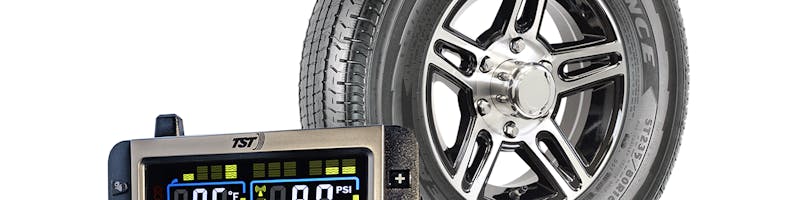 Tire Monitoring System Control Panel and Goodyear tire.