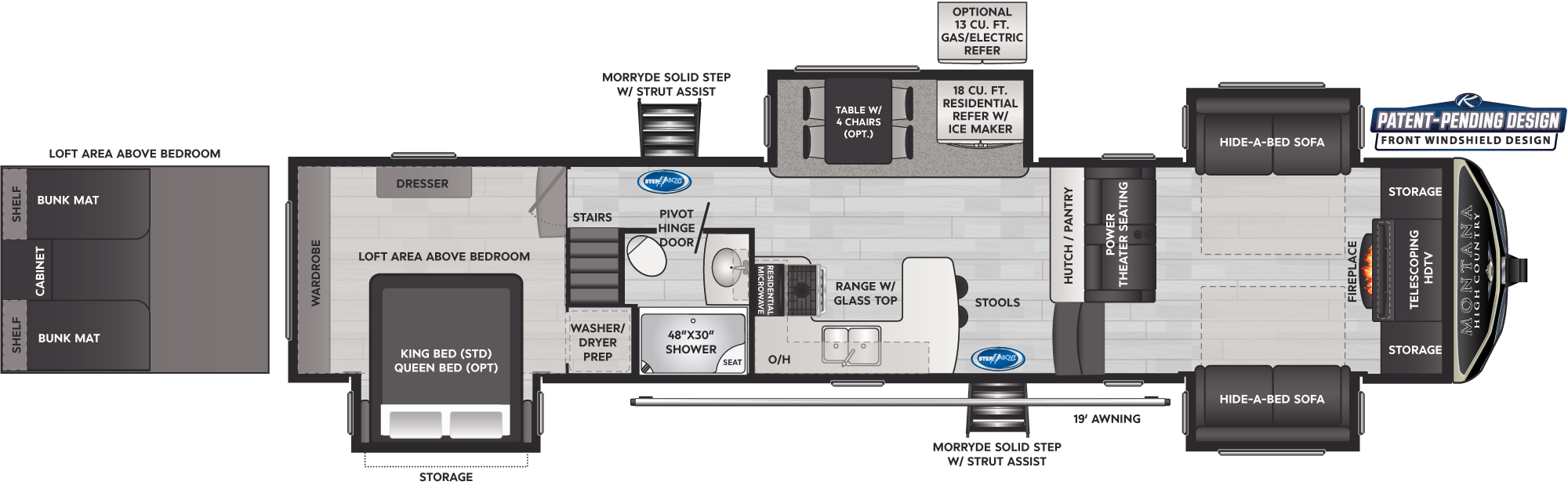 Montana High Country Luxury Fifth Wheels - Model 377FL Floorplan - Keystone  RV