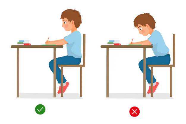 Правильная посадка при письме