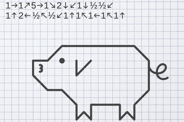 Графический диктант, рисунок свинки