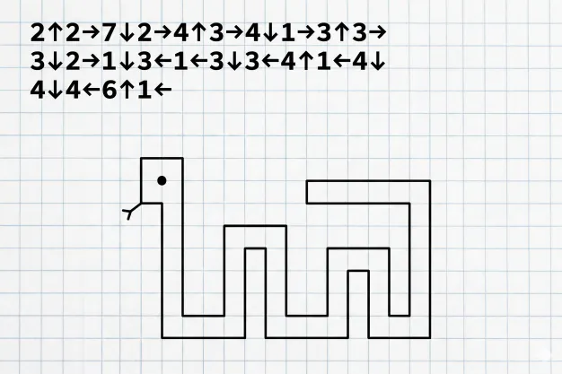 Змея для графического диктанта со схемой и инструкцией