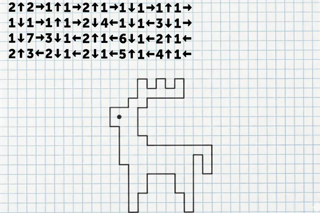 Графический диктант с рисунком и инструкцией