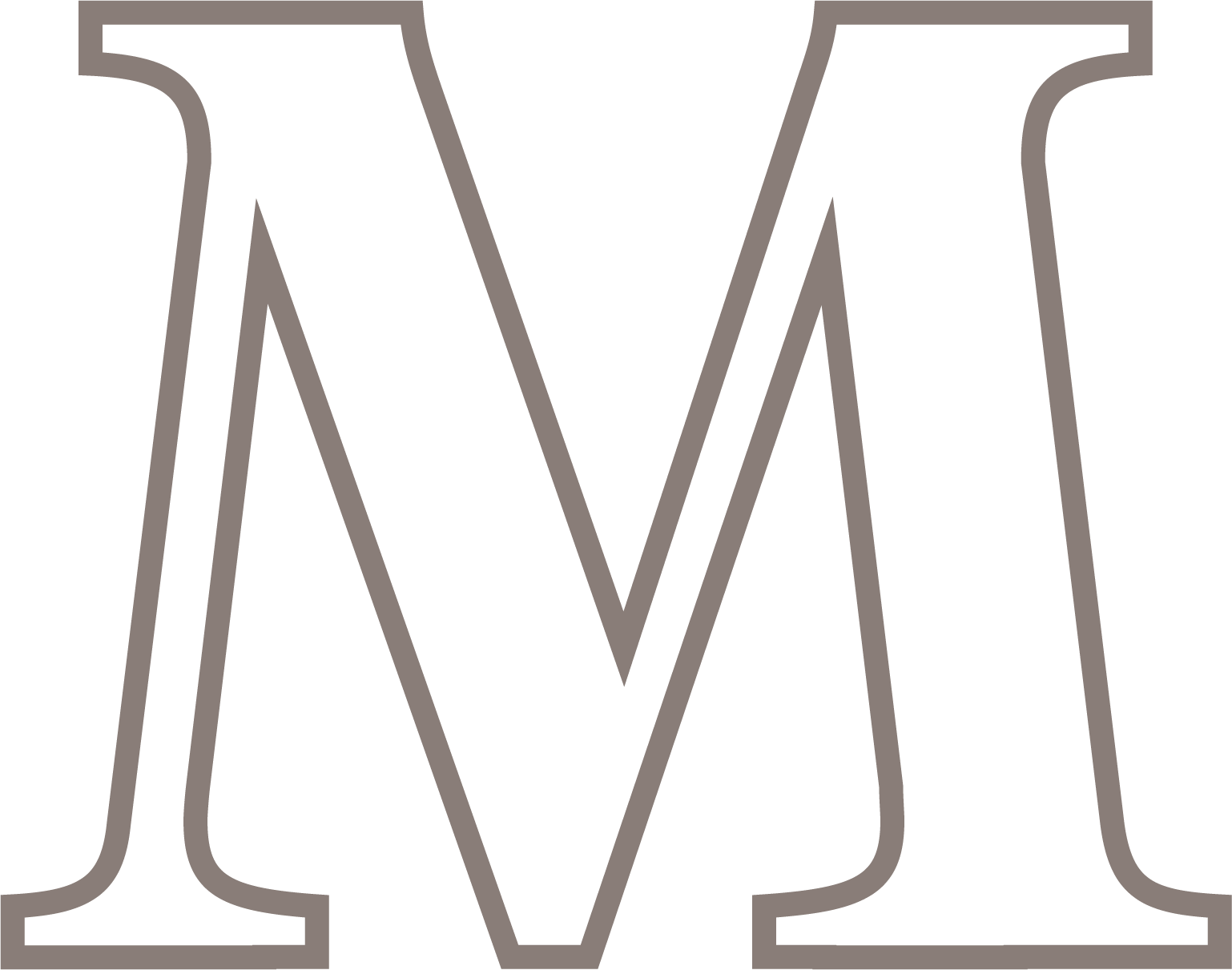 Outline of the letter M on a transparent background.