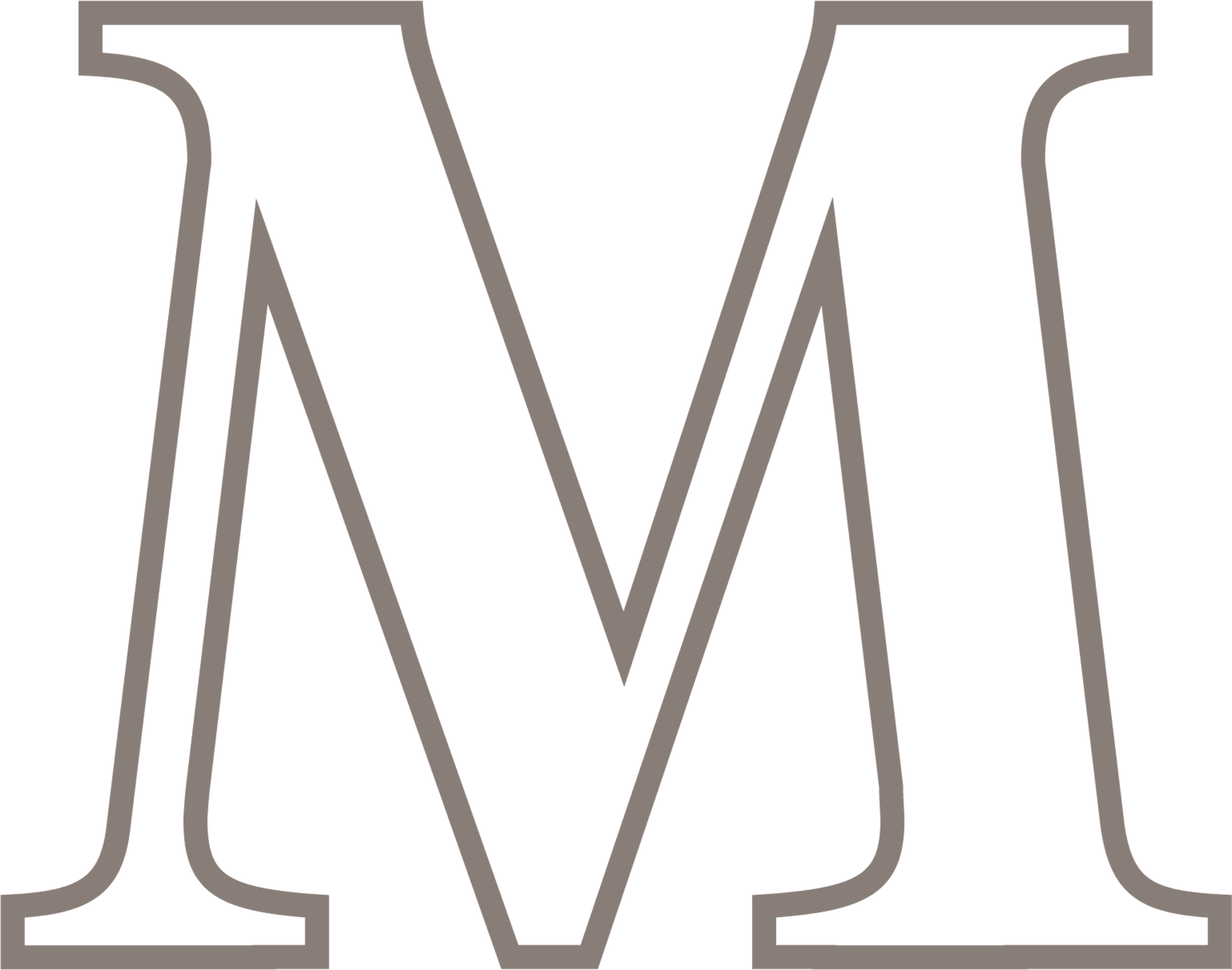 Outline of the letter M on a transparent background.