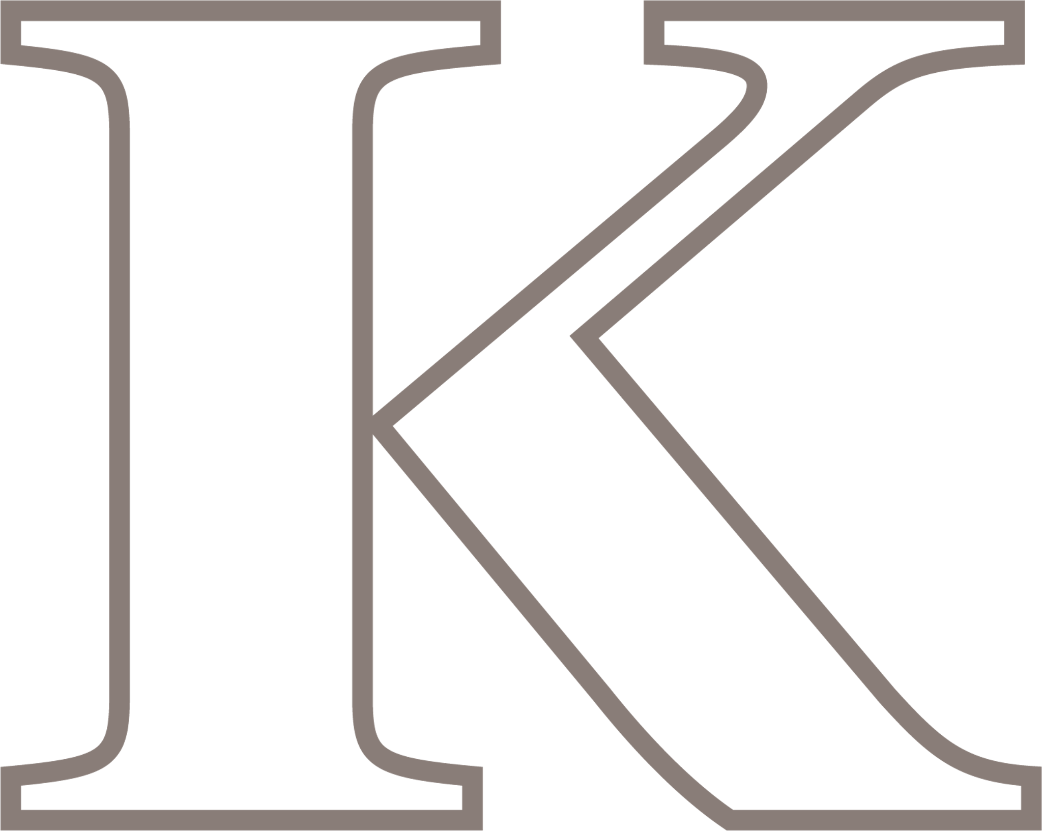 Outline of the letter K on a transparent background.