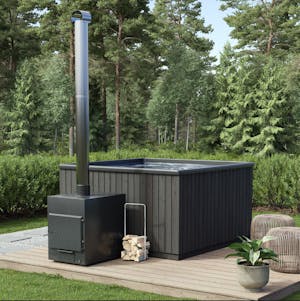 Houtgestookte Hottub CUBE Step In Zwart Premium