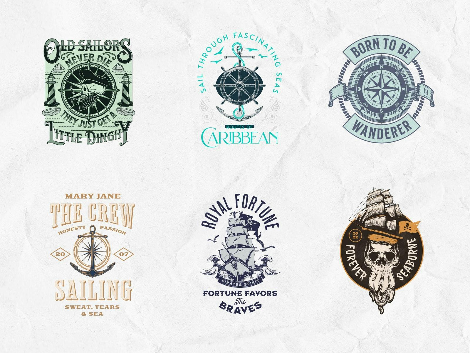 A selection of navy-inspired sailor t-shirt templates