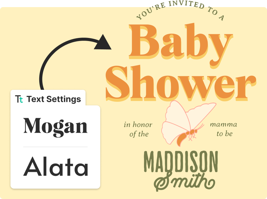 Finding the right font face for a baby shower invitation card.