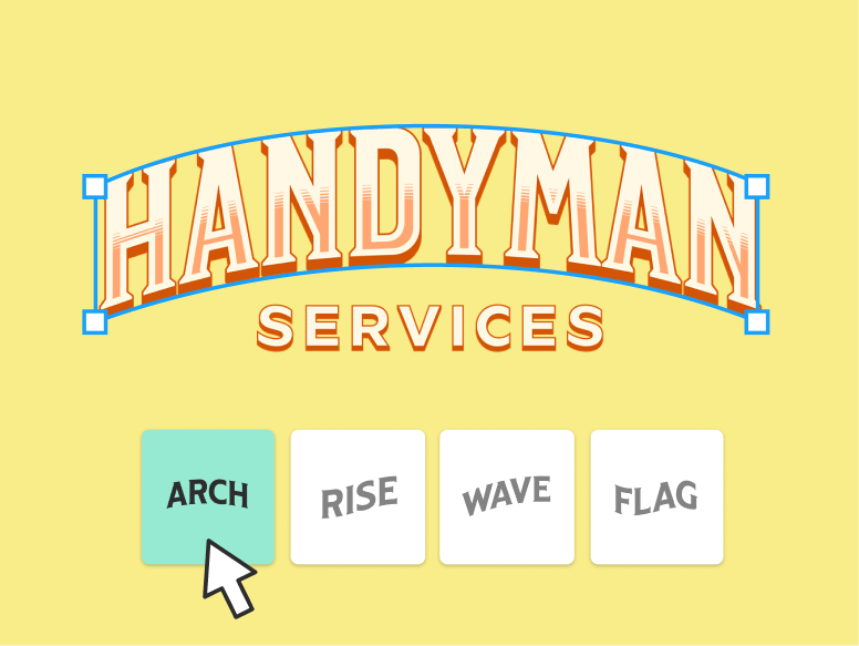 Text for vintage handyman services logo design are brought in custom arch shape.