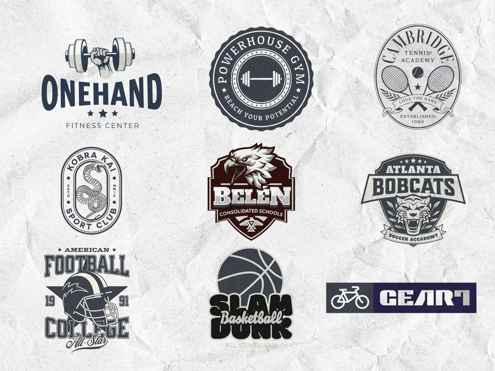 collection of popular sport logo templates in kittl