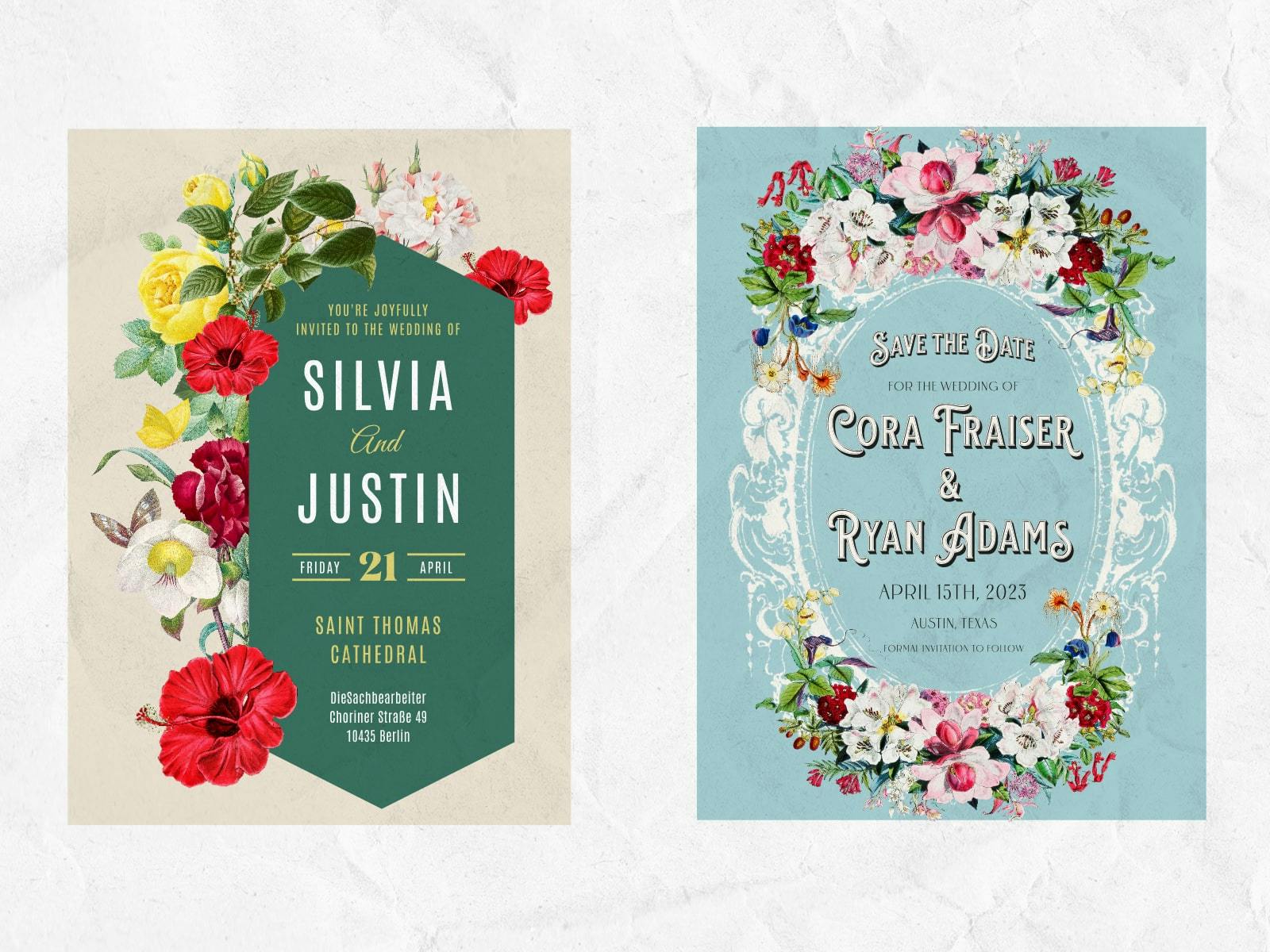 Customizable Watercolor Wedding Invitation Card: Collection of customizable watercolor wedding invitation cards