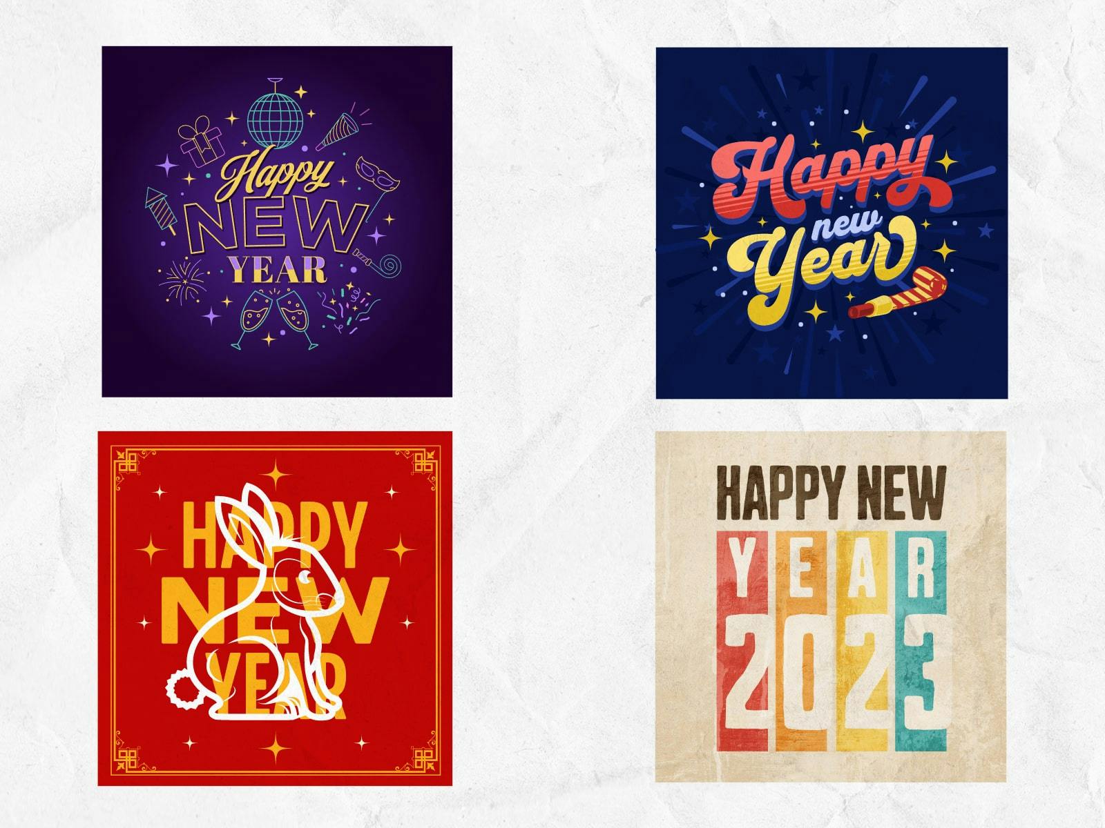 A selection of magical New Year social post design templates