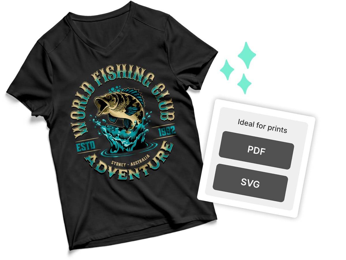 Word Fishing Club Adventure on T-Shirt