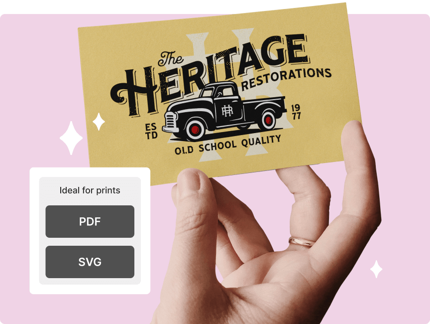 Easy and accessible download options to turn a Kittl project into a business card.