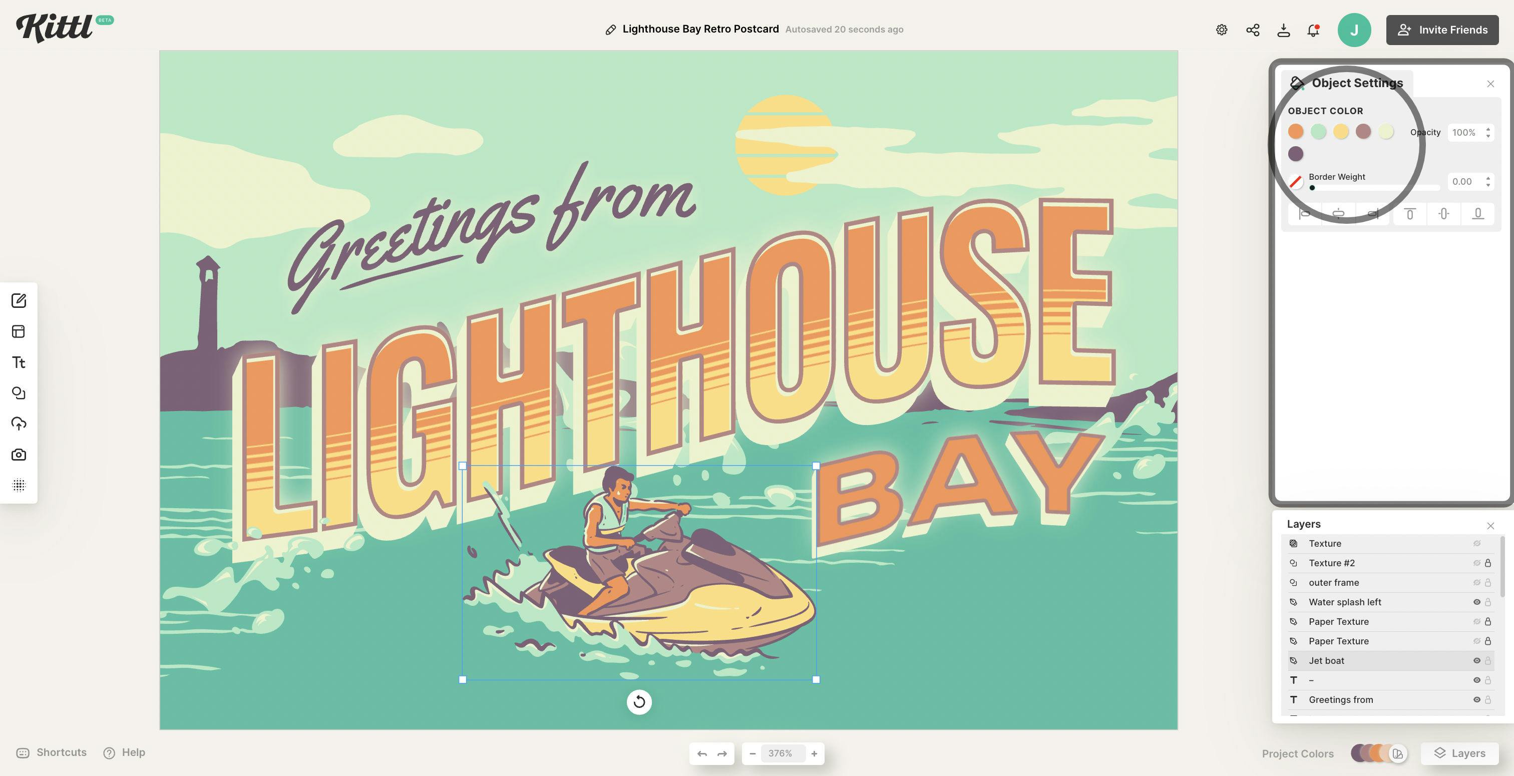 How to create a retro vintage postcard Kittl