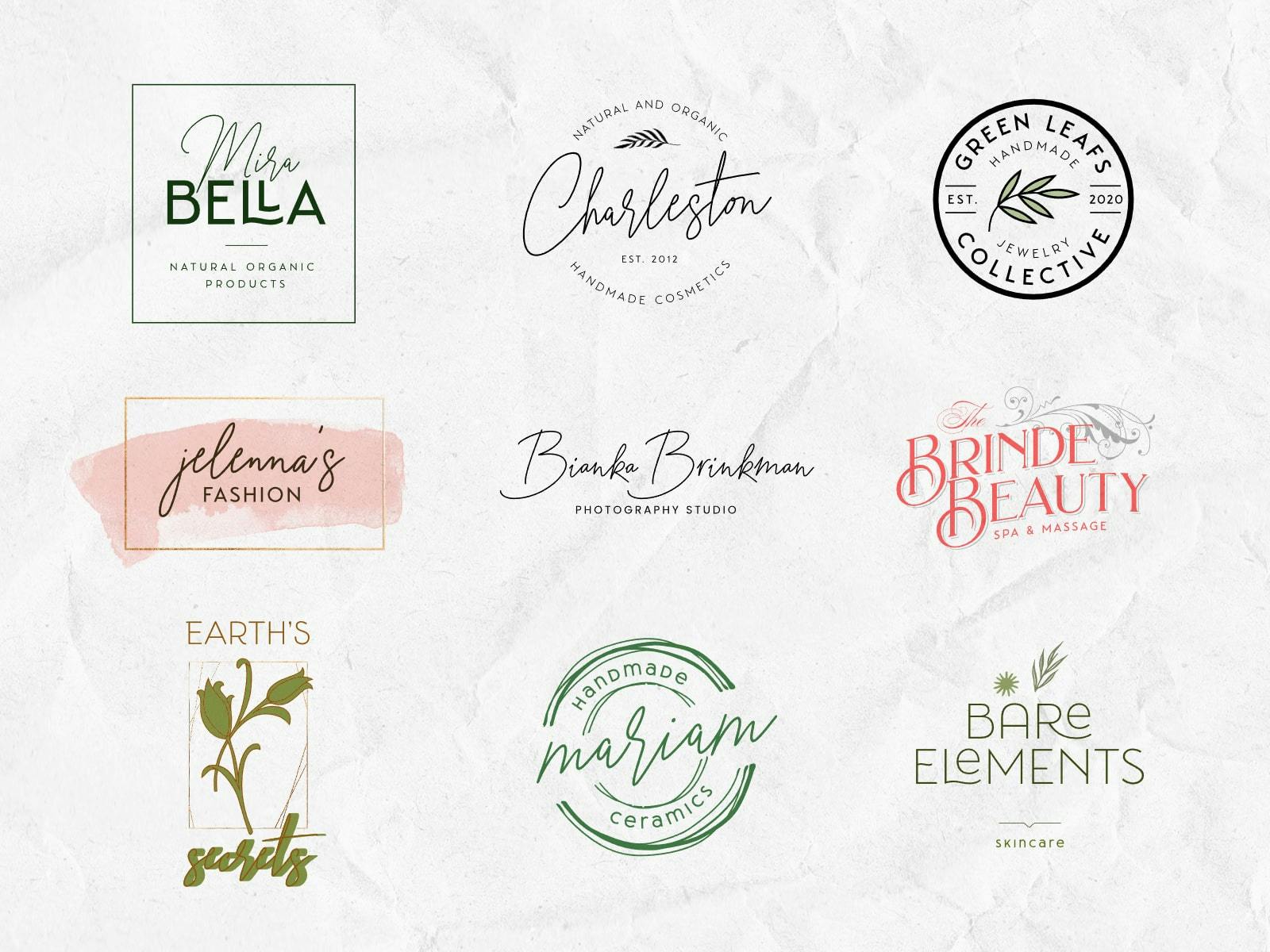 A selection of elegant and customizable organic logo templates