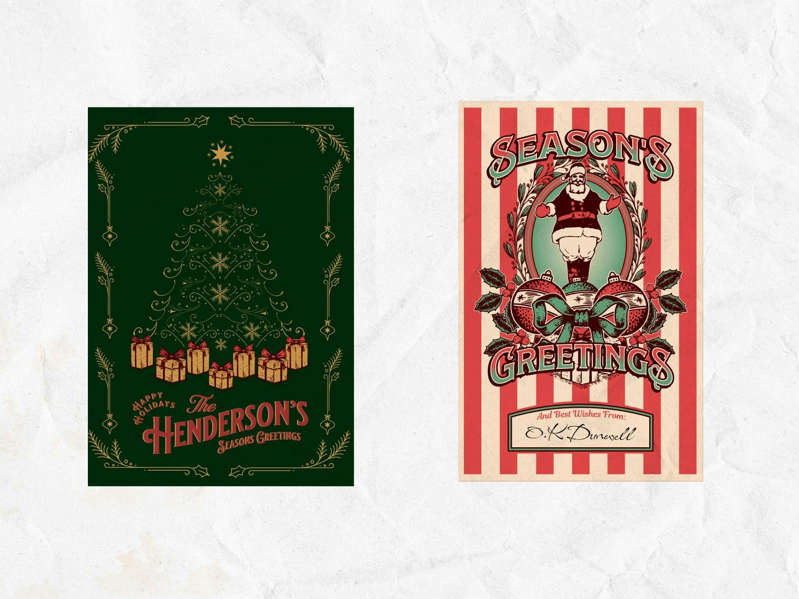 A selection of beautiful ornate Victorian Christmas card templates