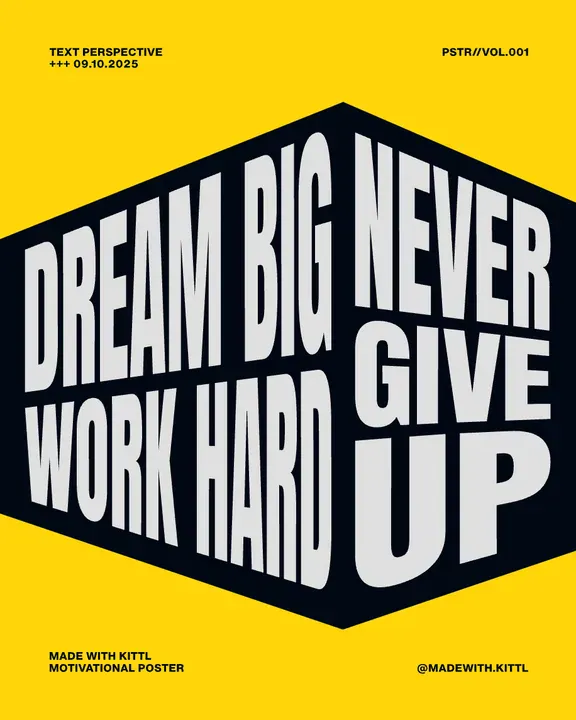 Work hard motivational quote poster design template utilizing perspective grids by Matsero- Kittl