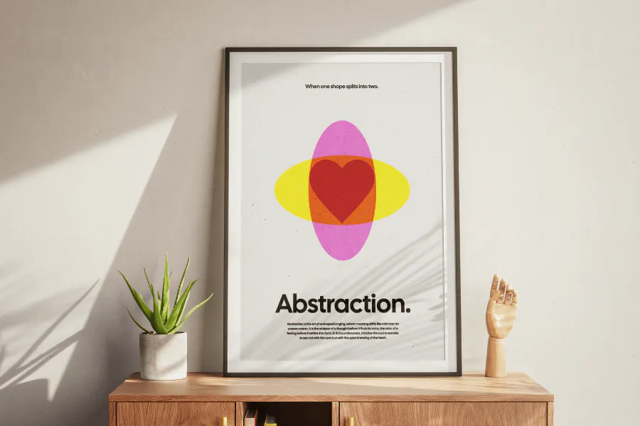 A design with negative and positive space as one of the 7 elements of art - Kittl