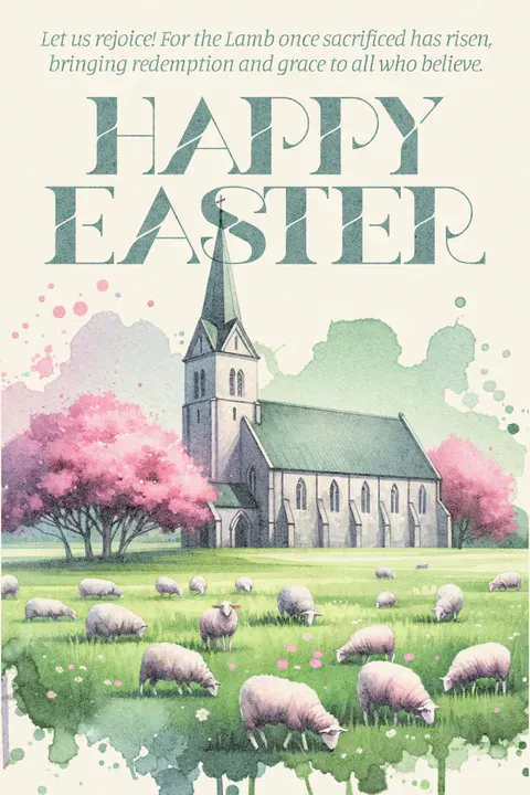 Holy Easter card design template by Renato Gimenes in a watercolor illustration style - Kittl