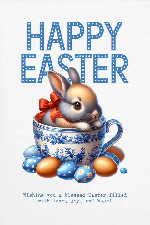 3D cute happy easter card design template by Novendi Prasetya - Kittl