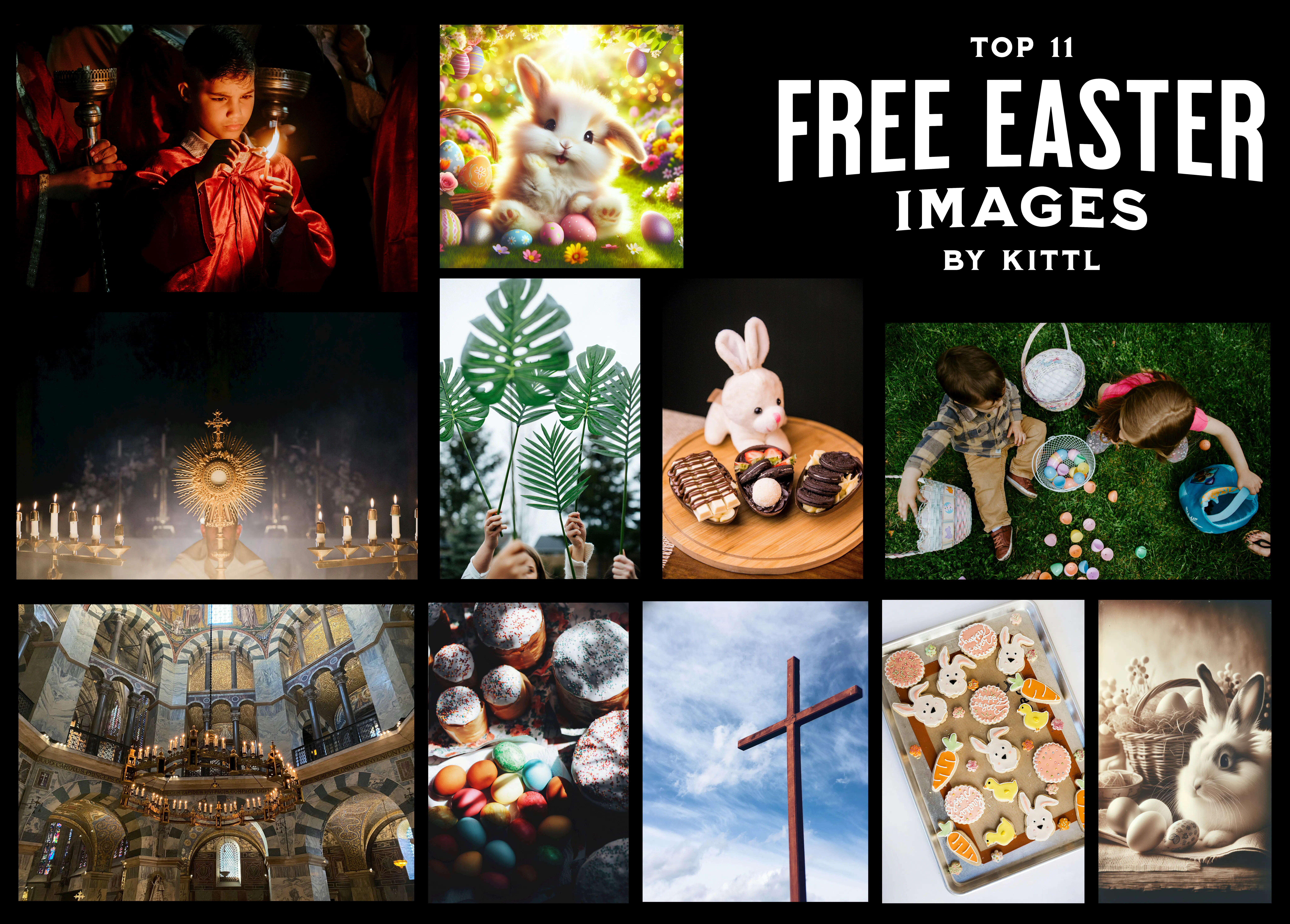 11 free to download Happy Easter images by Kittl from AI generated images to selected Unsplash photos