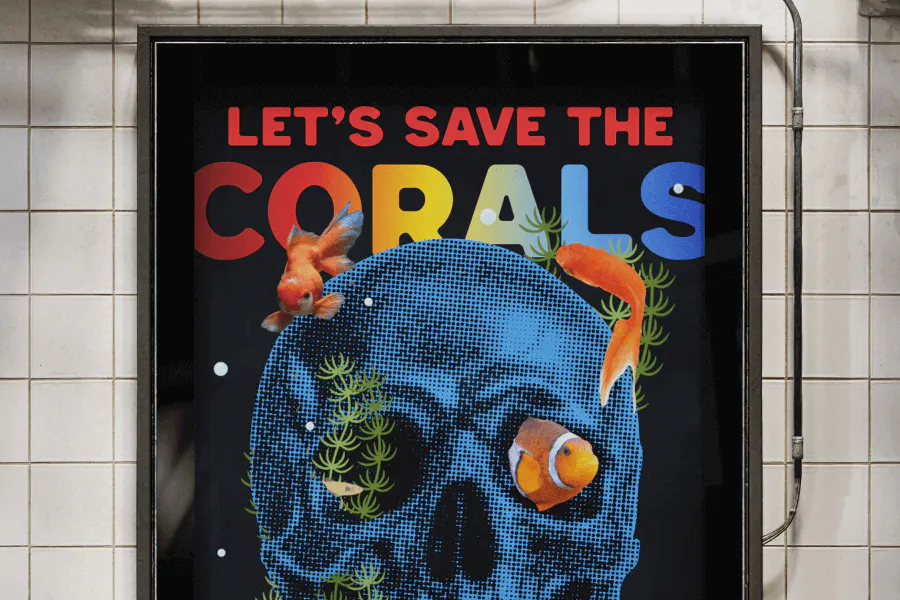 A visual representation of ocean acidification concept that kills corals - Kittl