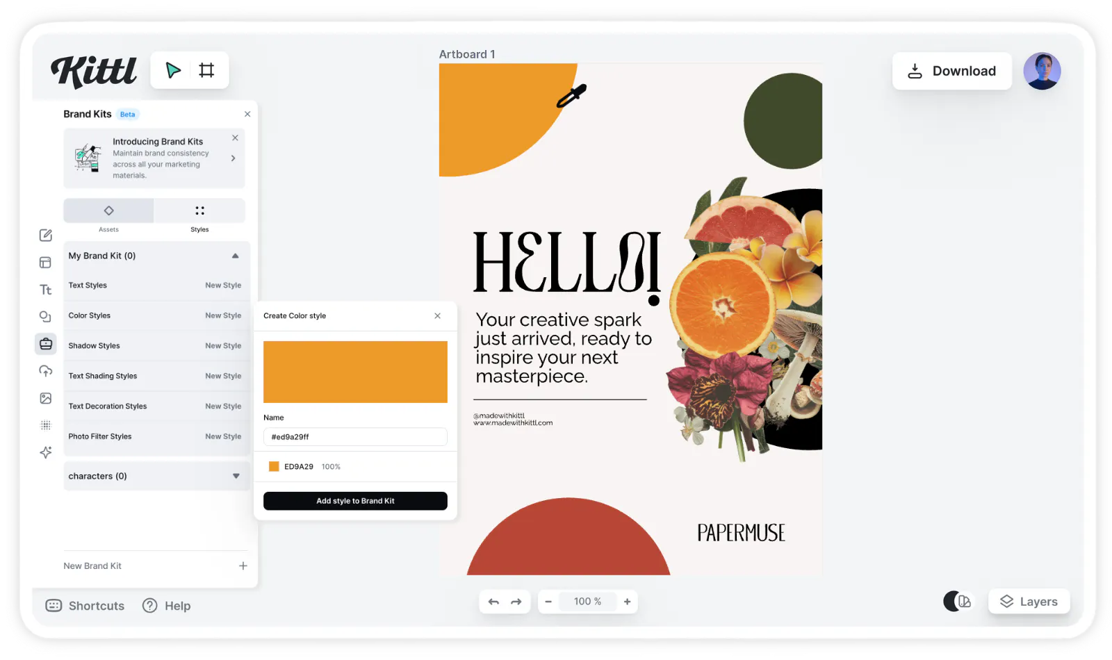 Adding color palette to brand kits