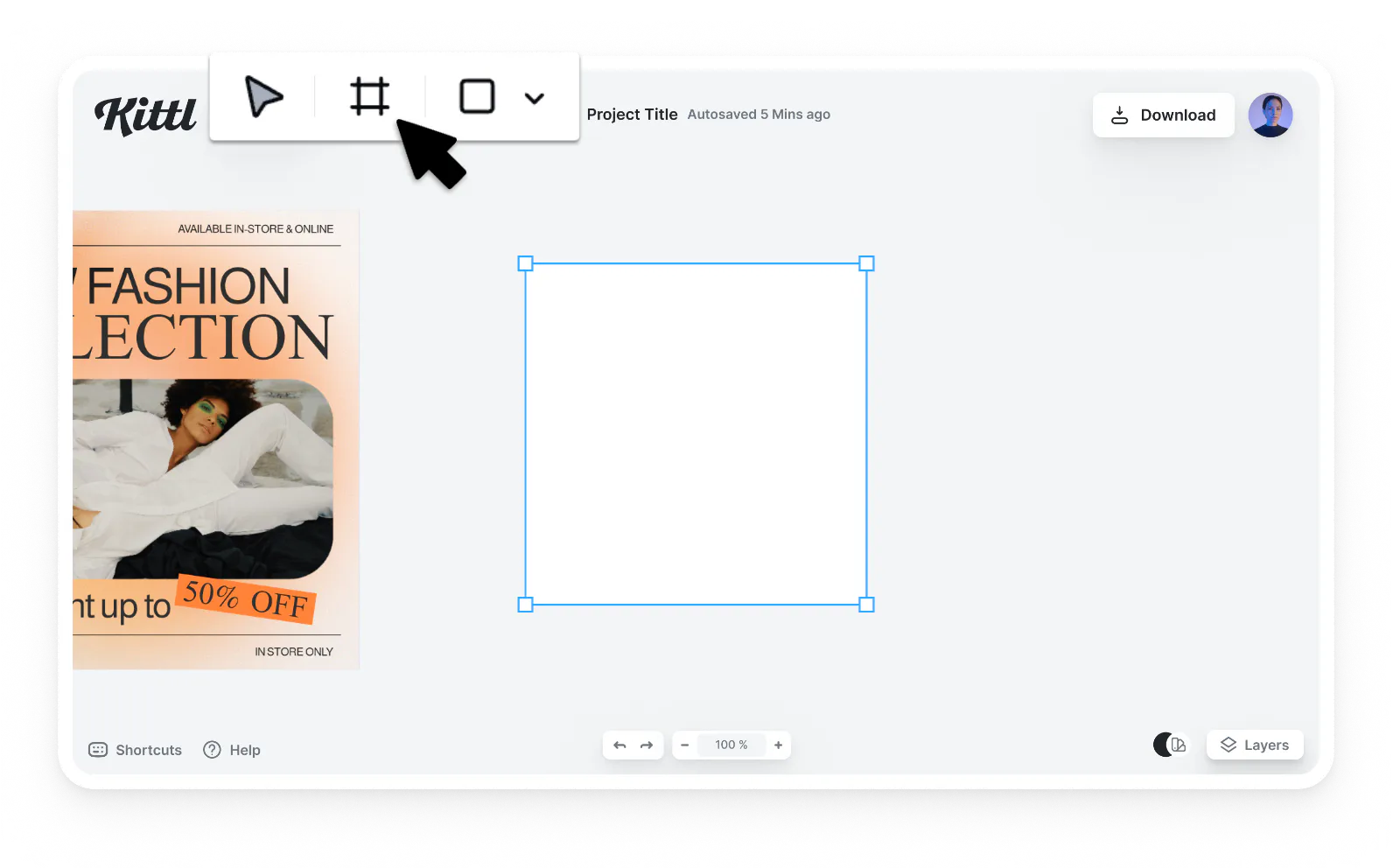 Artboard creator in Kittl