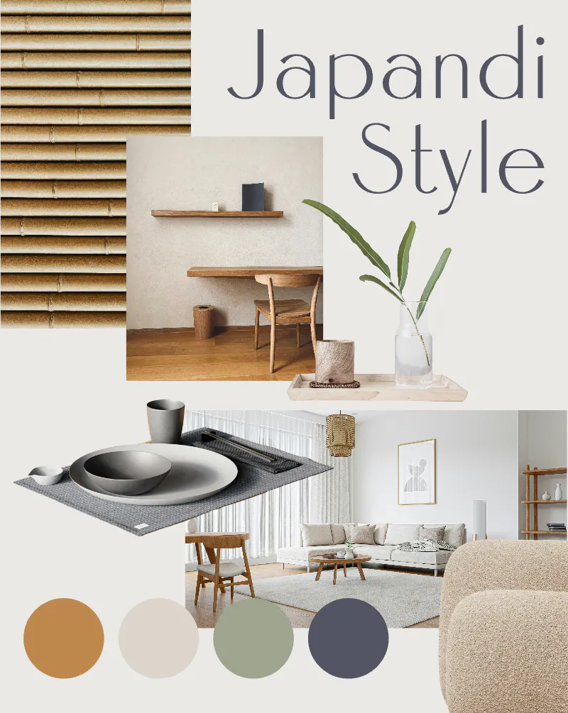 Japandi mood board template