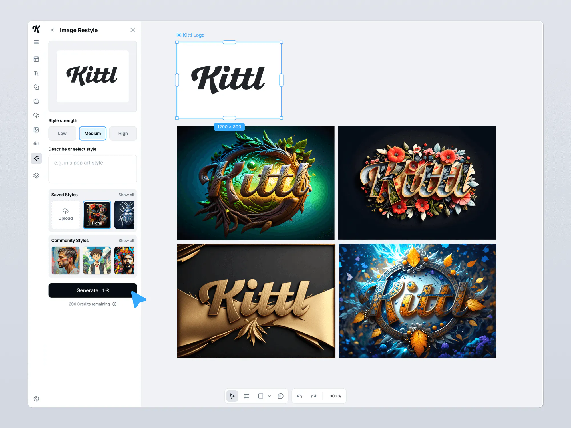 Kittl AI Image Restyle tool