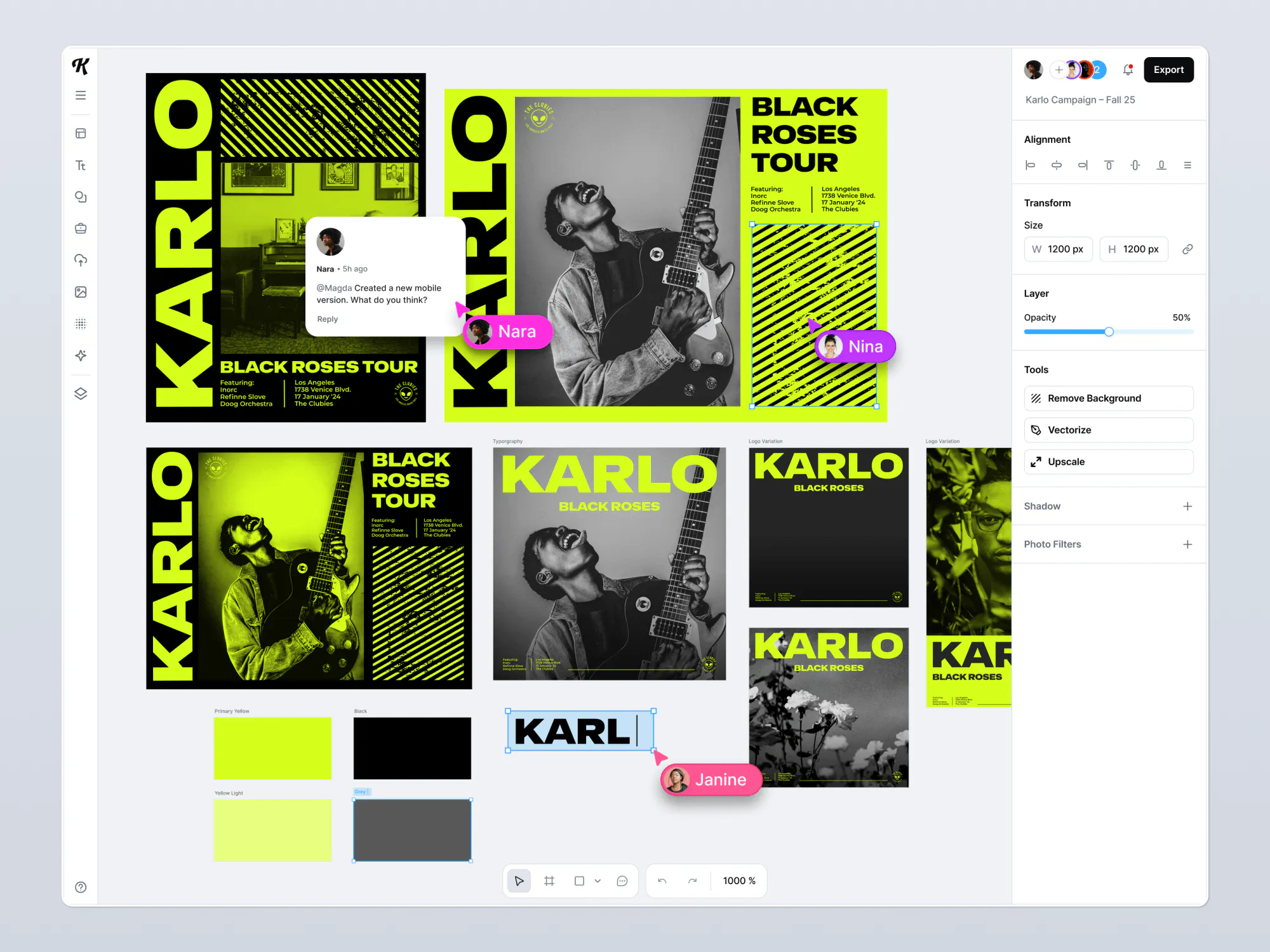 Comment mode in Kittl