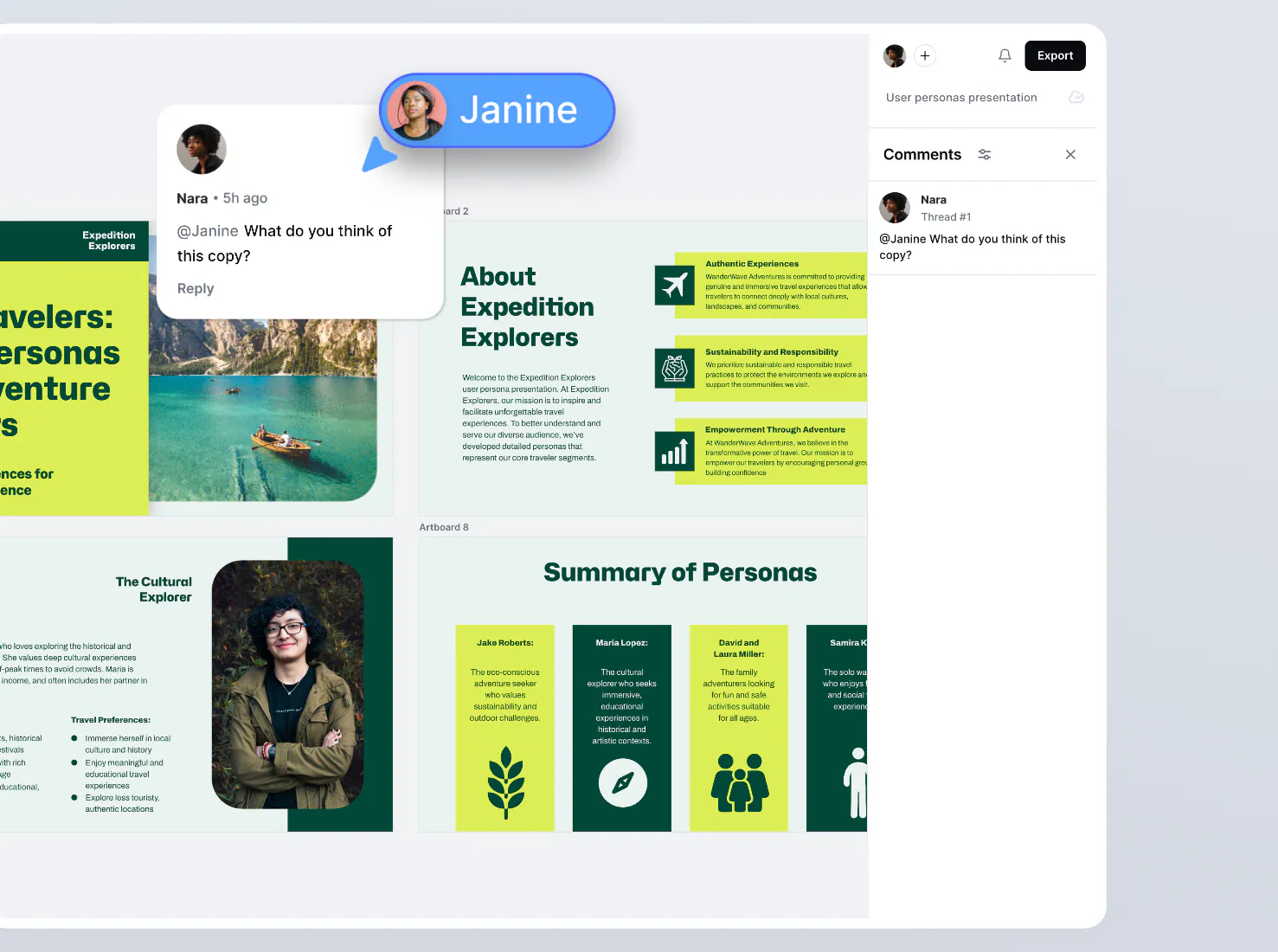 Screenshot of comment mode in Kittl