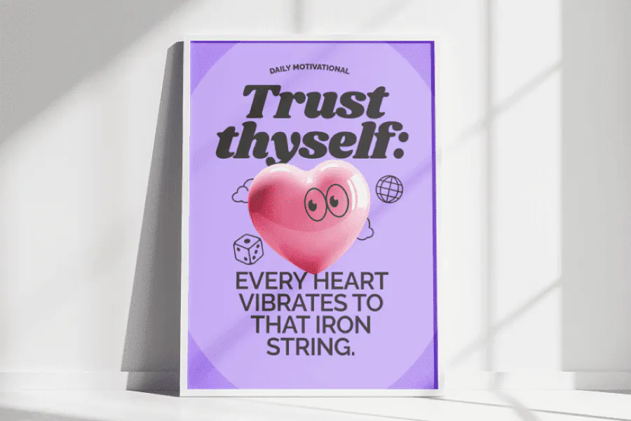 Ralph Waldo Emerson quotes: Trust thyself every heart vibrates to that iron string, makes a perfect motivational poster - Kittl