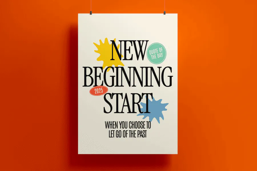 "New beginning start when you choose to let go of the past" inspirational quote as a notepad cover - Kittl