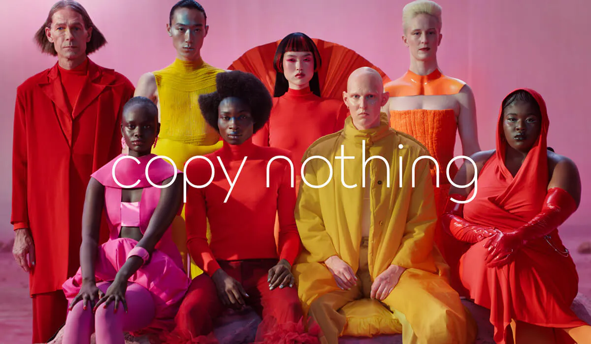 A screenshot from Jaguar's "Copy Nothing" video - showing a colorful campaign, leaving behind its' monochrome-dominated color scheme of its past branding - Kittl