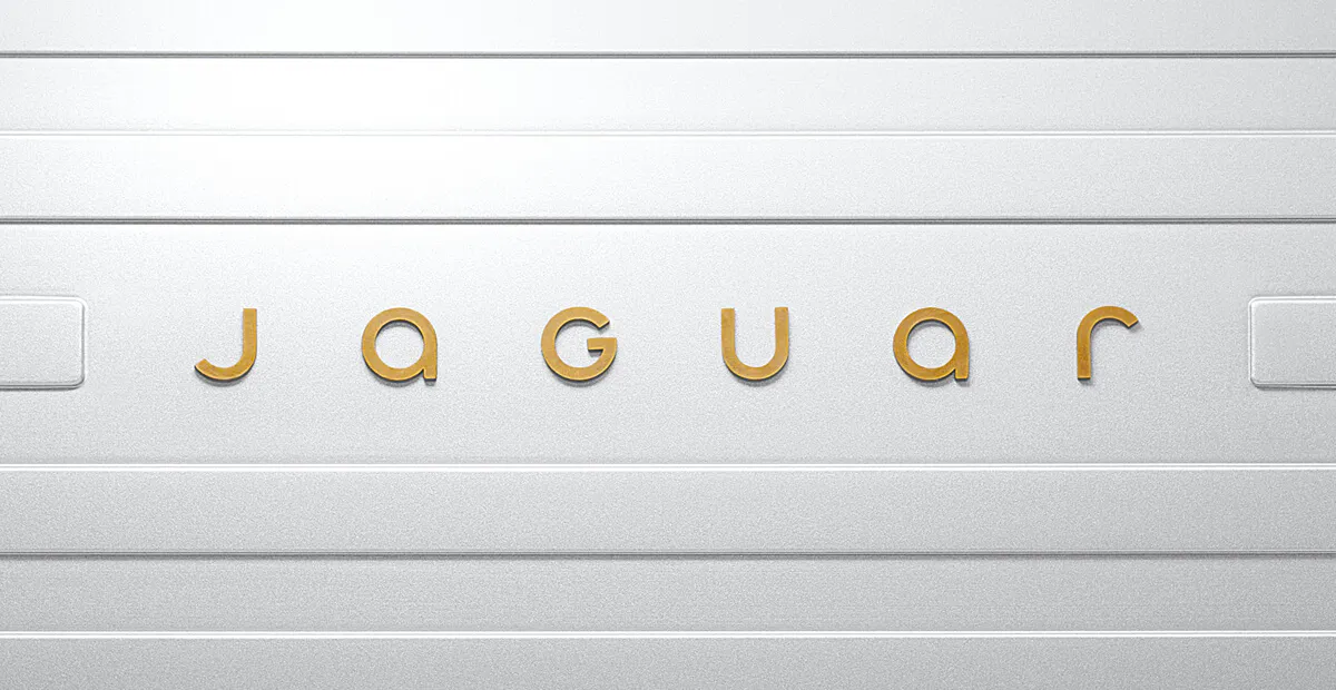 Jaguar's new typeface. A mix of upper and lowercase letters, screenshot taken from Jaguar's "Copy Nothing" promotional video - Kittl