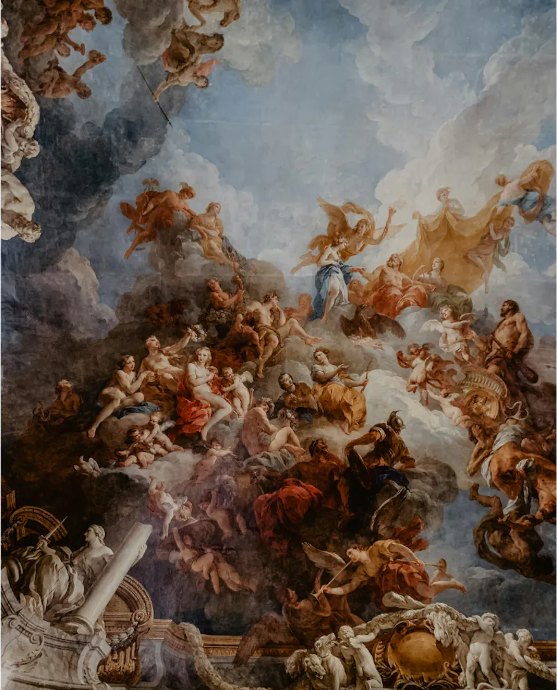 Rococo-style painting "The Apotheosis of Hercules" by François Lemoyne