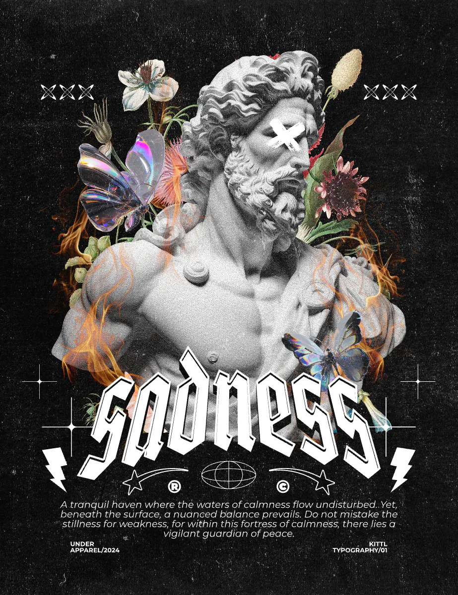 Flowers and markings on a classic style roman sculpture