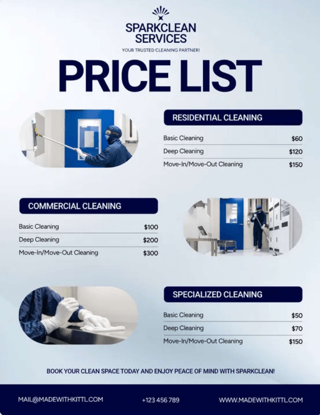 Cleaning services price list