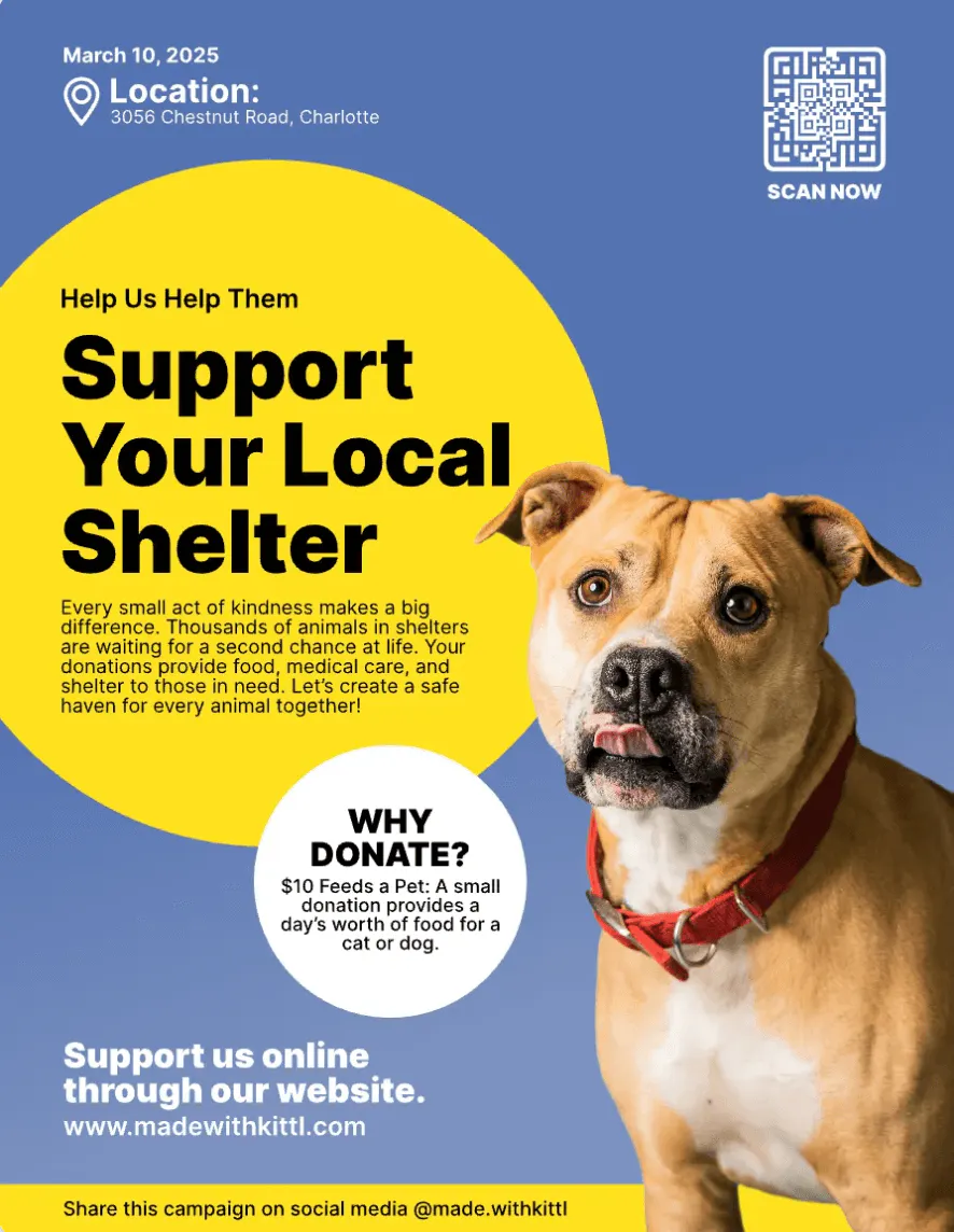 Support your local dog shelter one-pager example