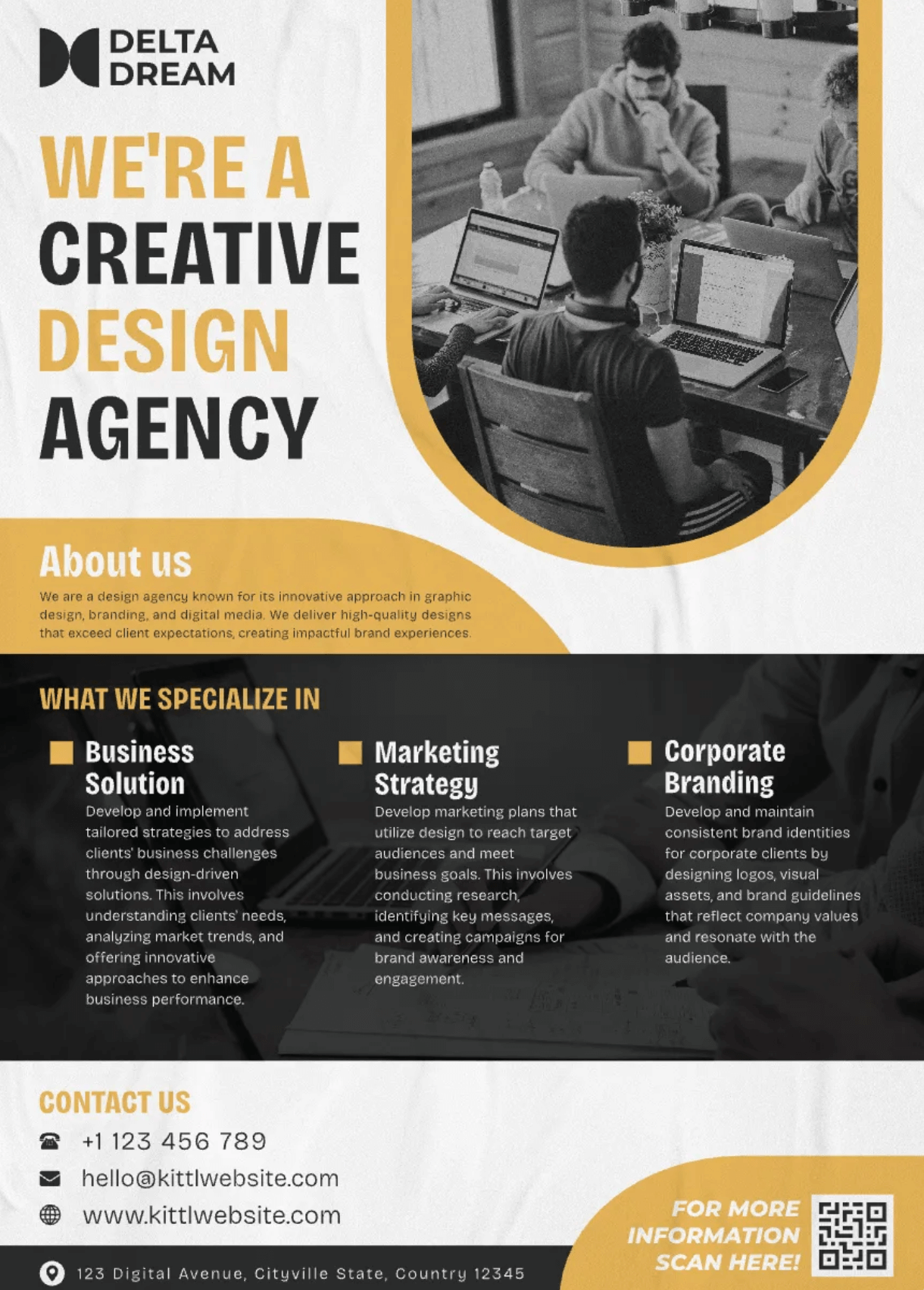 Creative design agency one-pager template
