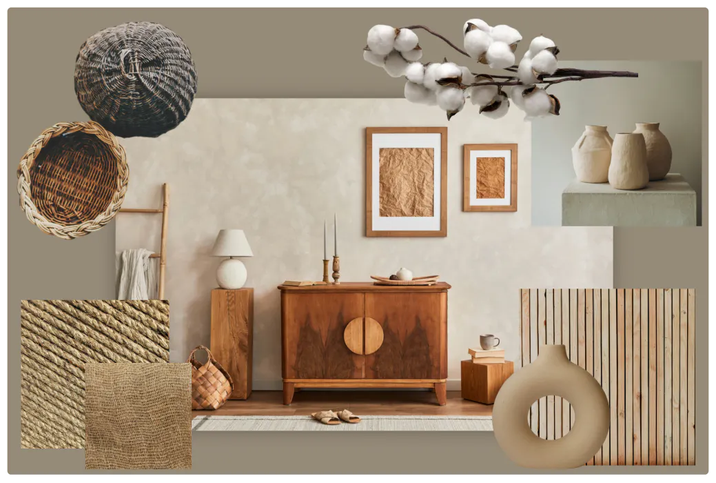 Japandi style decor moodboard