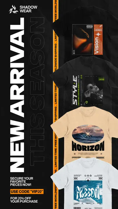 tshirt new arrival discount Custom Instagram Reel Cover Design for fashion and clothing business - Kittl