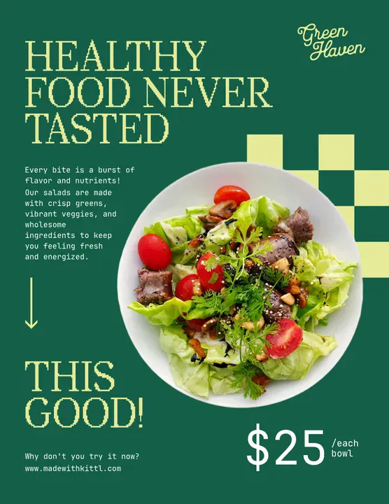 BIT Nostalgic Regular & Jet Brains Mono Regular font pair in a healthy food promotional poster - Kittl