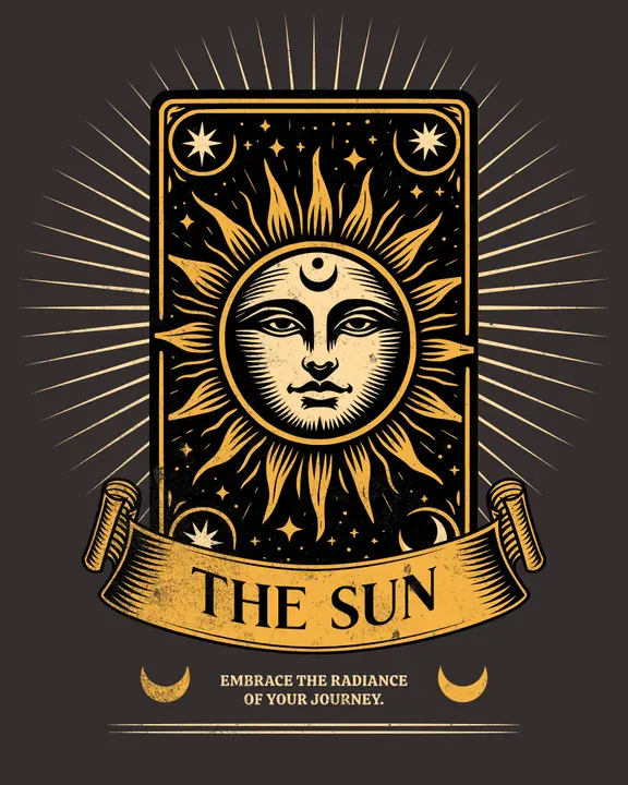 The Sun Vintage Tarot Card Mystic Magic Design Template by Irina Trigubova - Kittl