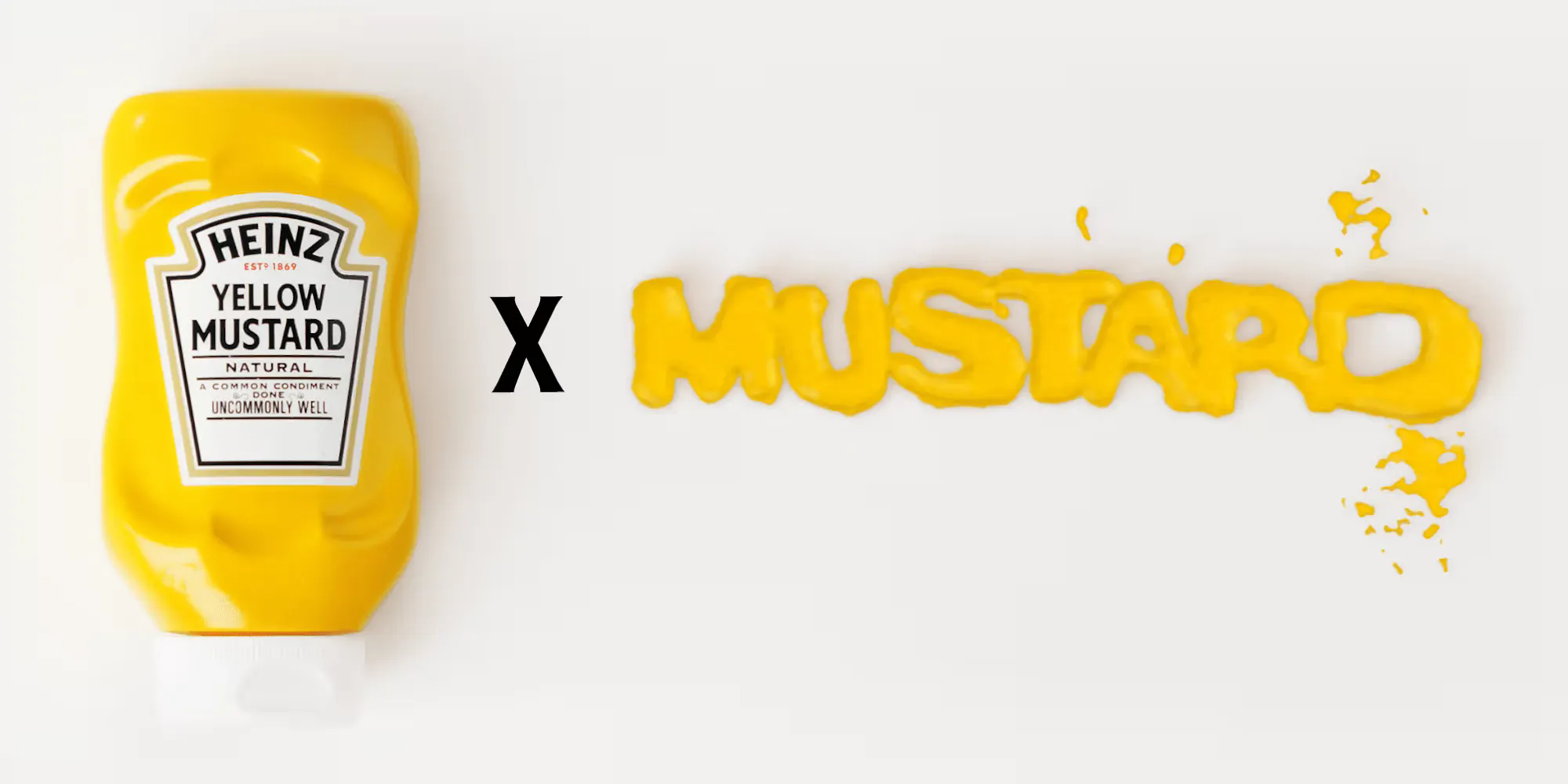 Text as mustard in media, MustardxMustard commercial (example of object typography) - Kittl