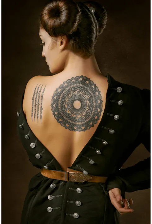 Geometric Tattoo Style on woman's back